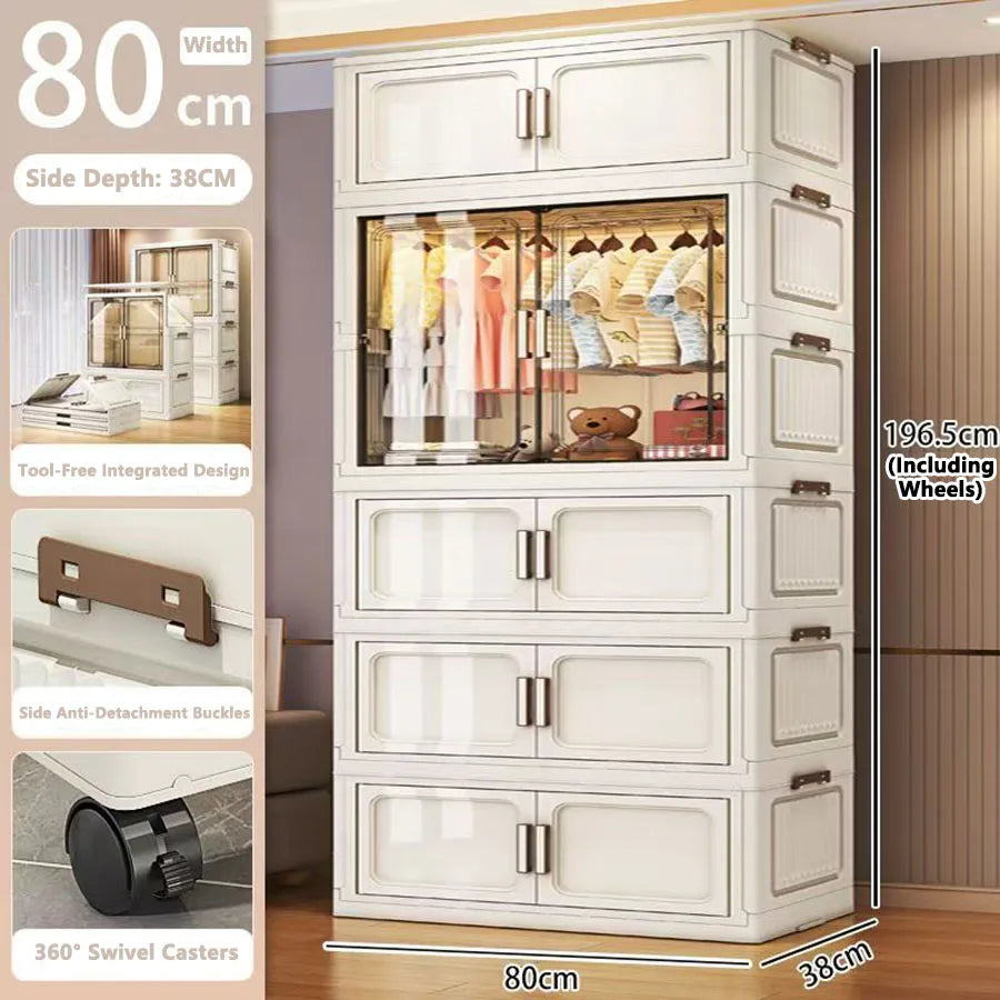 Folding Storage Cabinet Wall Mounted Foldable Locker Compact Organizer for Home Office Space Saving Design