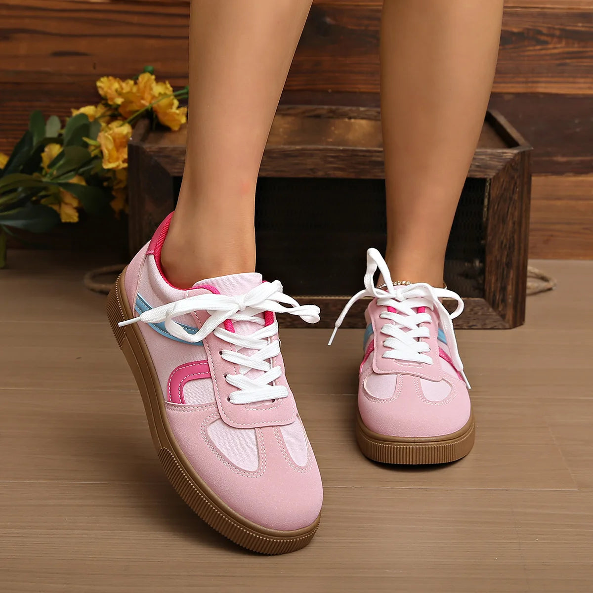 Women's Flat Bottom Sports Shoes Hot Sale Mixed Colors Spring Autumn New Style Sneakers Casual Leisure Student Flats Rubber Sole