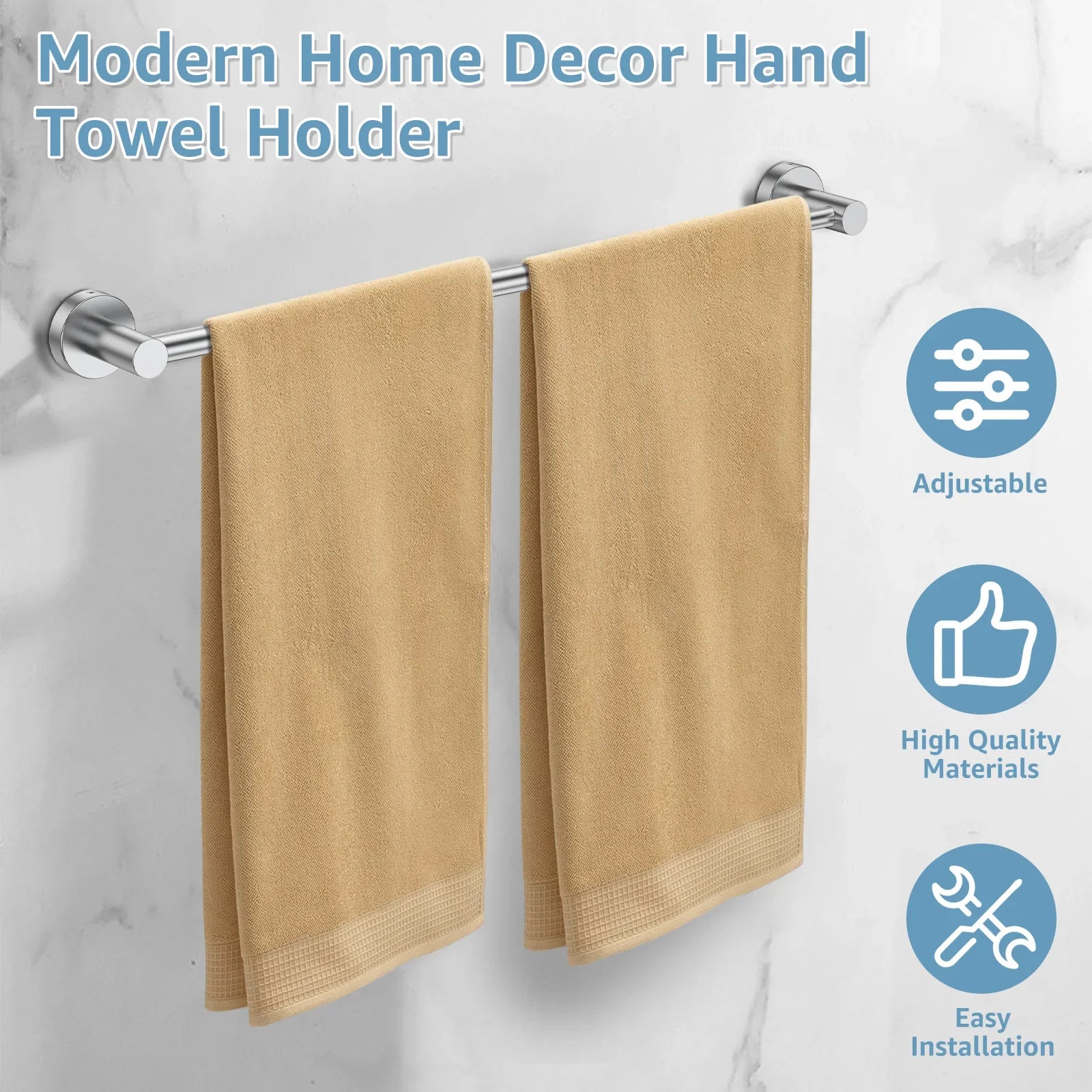 Towel Bar Wall Mounted Towel Holder Adjustable Stainless Steel Hand Towel Rack Retractable Towel Bar Rack Bathroom Space Saving