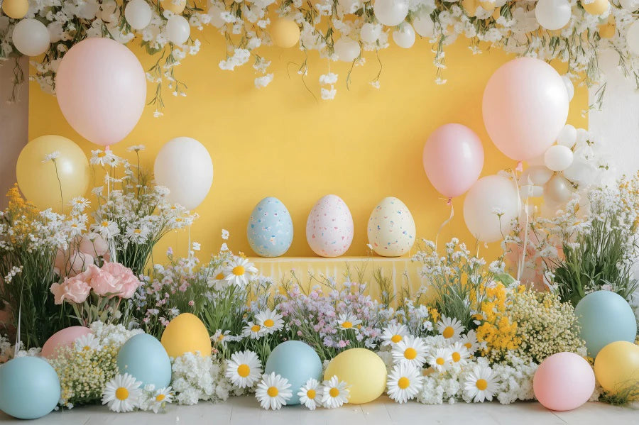 Happy Easter Day Photography Background Blue Wood Board Easter Egg Spring Flower Rabbit Kid Birthday Portrait Photocall Backdrop