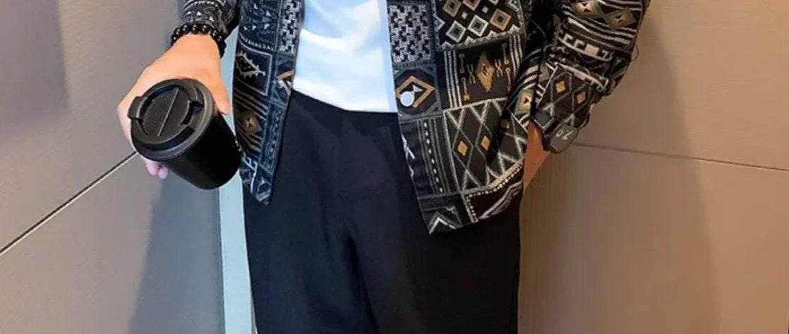 With Print Trendy Denim Jackets Man Autumn of Fabric Aesthetic Menswear Casual Cowboy Coat for Men Korean Popular Clothes Y2k.