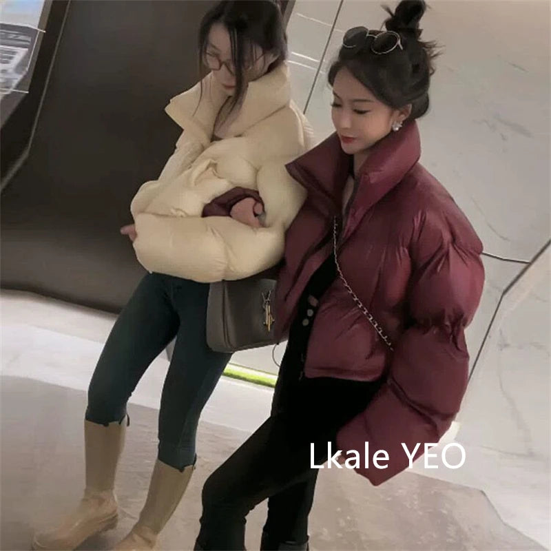Women's Winter Parkas 2026 New Thick Streetwear All Match Ladies Down Cotton Jacket Comfortable Simple Short Female Warm Coat