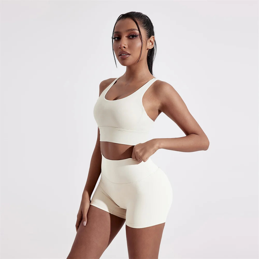 Solid Color Women Fitness Sport bra top soft tight Comprehensive training jogging gym yoga underwear cross back With chest pad