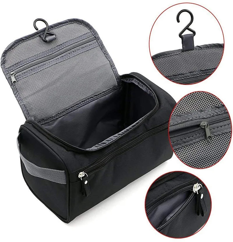 Large-Capacity Toiletry and Cosmetic Storage Bag, Lazy Person's Makeup Bag, Multifunctional with Hook and Waterproof Zipper