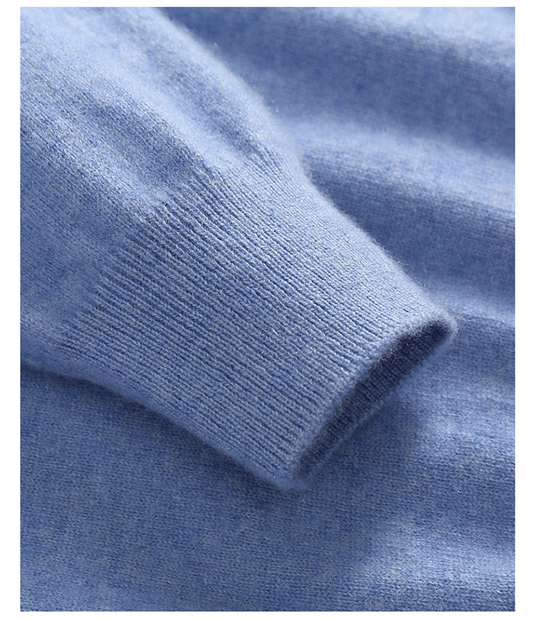 Autumn/Winter Men's 100% Cashmere Pullover Business Casual Solid Knitted Sweater Loose POLO Collar Tops Basic Thick Warm Jumper