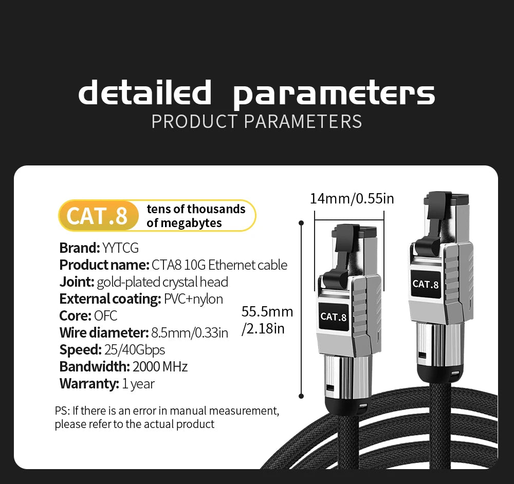 Super Speed RJ45 Network Cable Cat8 Cat7 Cat6A Ethernet Cable 40Gbps 2000MHz Laptop Internet LAN Cable for PS4 Wifi Router