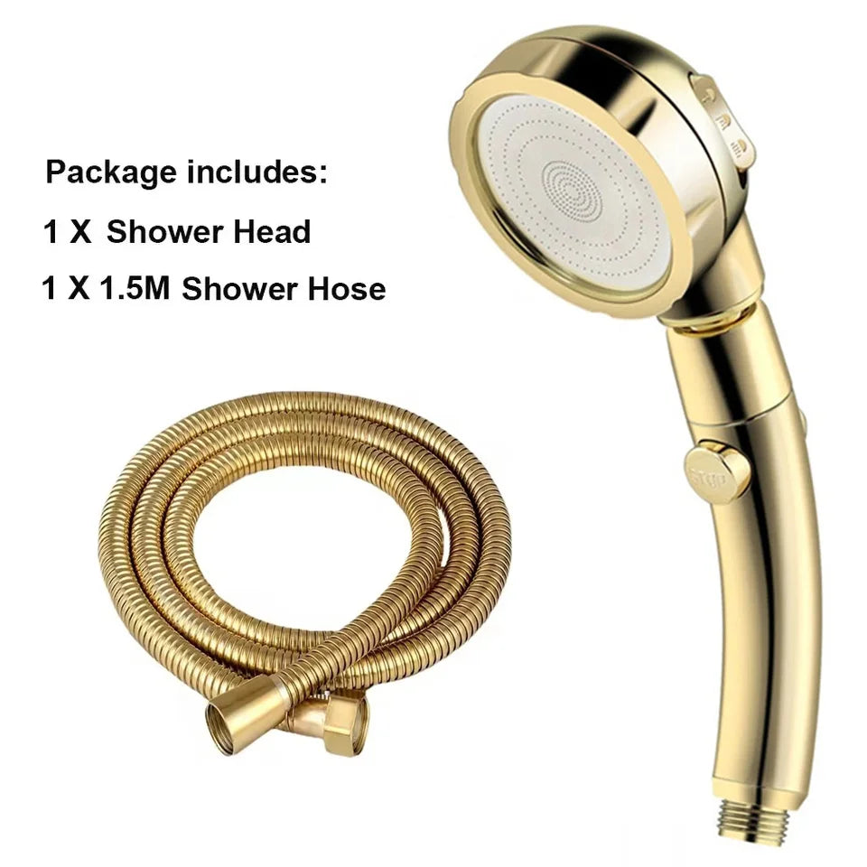 High Pressure Shower Head Set With Hose and Holder Silver 3 Modes Large Flow Rainfall Handheld Shower Faucet Bathroom Accessoies