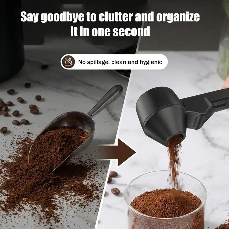 ✔Spill-Proof Protein Powder Sliding Spoon Reusable With Longer Handle Coffee Scoop Measuring Spoon Funnel Kitchen Gadgets