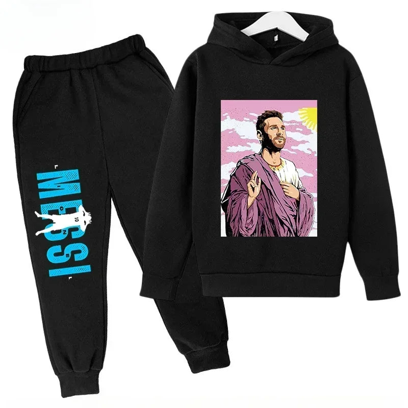 Spring Autumn Children's Set Sports Messi Print Hoodie Set Pants Suit 2pcs Set Boys Girls Kid Clothing Casual Fashion Tracksuit