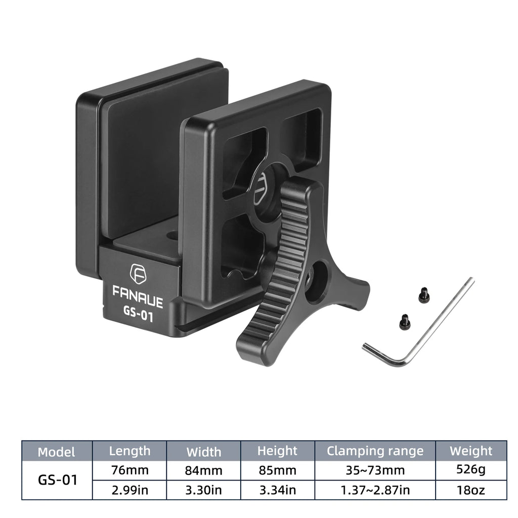 FANAUE GS-01 Saddle Mount Rifle Clamp Adapter for Hunting Tripod Arca Swiss QR Plate