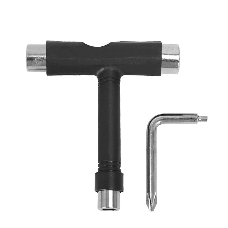 Skate Tools Multi-Function Portable Skateboard T Shape Accessory with Allen Key Phillips Head Wrench Screwdriver Tools Parts