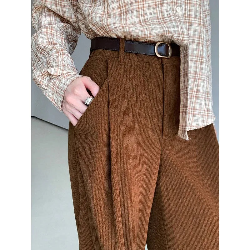 Loose and Lazy Elastic Waist Slimming Wide-leg Casual Pants, Trendy and Versatile Autumn Wide-leg Pants for Short Women