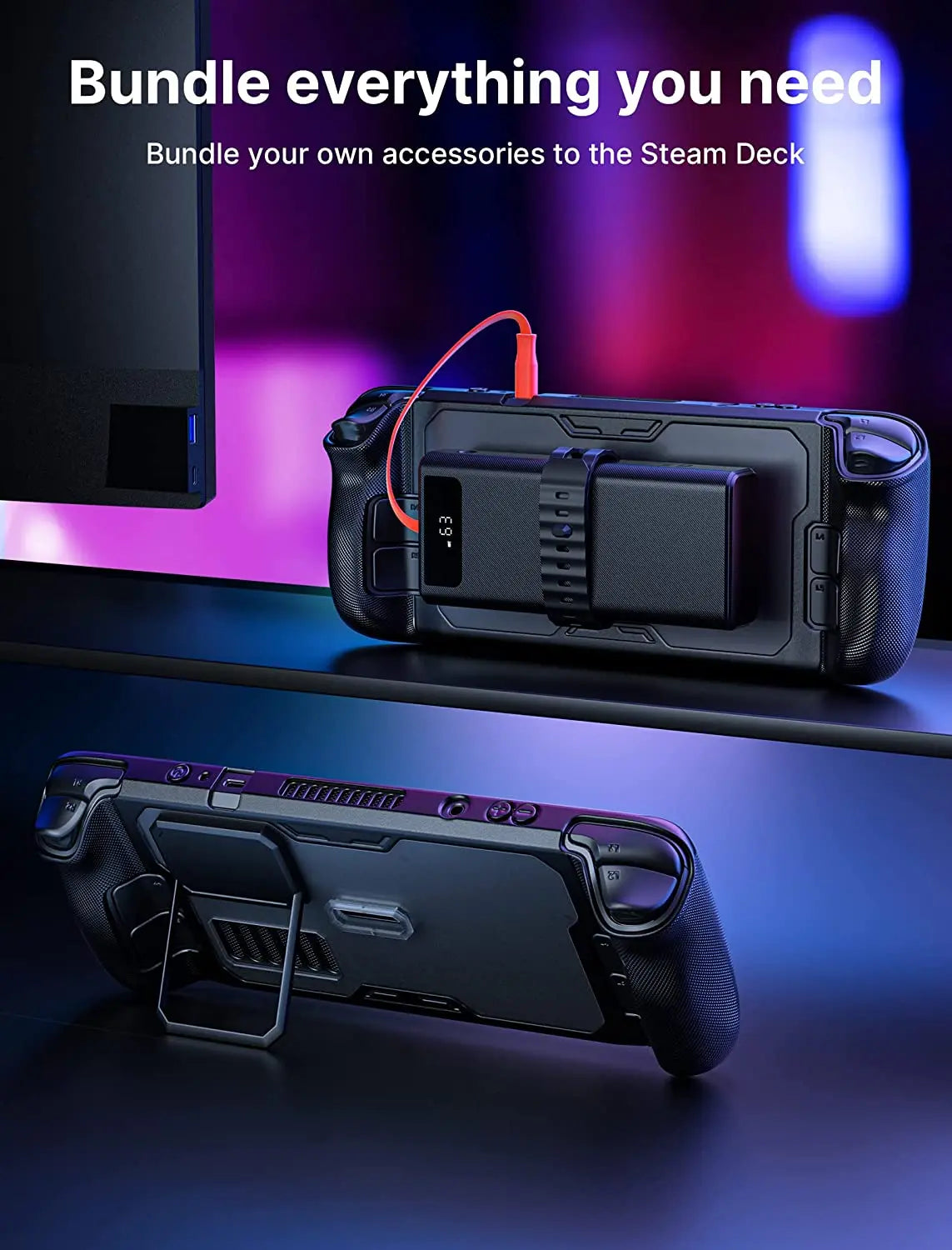 ModCase for Steam Deck,Steam Deck Case with Detachable Front Shell Steam Deck Accessories,Protective Case for Steam Deck Console