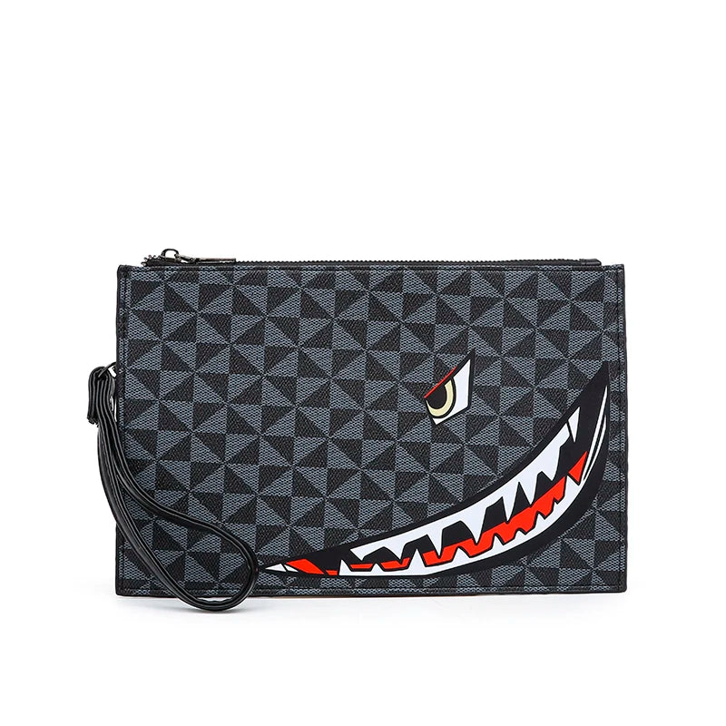2026 New Men's Business Casual Clutch Bag Fashion Shark Print Envelope Bag Wallet Phone Bag Large Capacity Men's Gifts Pouch Pho