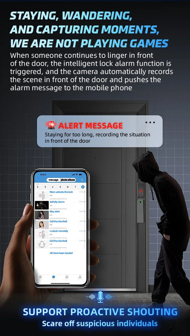 EGFirtor TUYA  APP Remote Control IC Card Electronic Smart Door Lock Waterproof  3D Face Password Fingerprint Keys Unlock Way