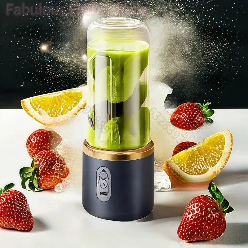 Multifunction Double Cup Juicer 400ml USB Rechargeable Portable Electric Juicer 6 Blade Fruit Blender for  Home Kitchen Tool