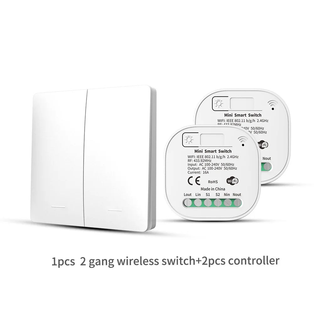 Outdoor Waterproof Smart Light Switch 1/2/3 Gang Tuya WiFi Self Powered No Battery Required with App & Voice Remote Control