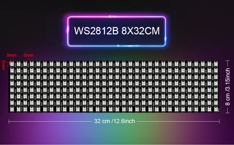 WS2812B RGB 16x16 8x32 Pixel Panel Screen 1-5 Pcs 256 Pixels WS2812B ECO Individually Addressable Digital Flexible Programmed 5V