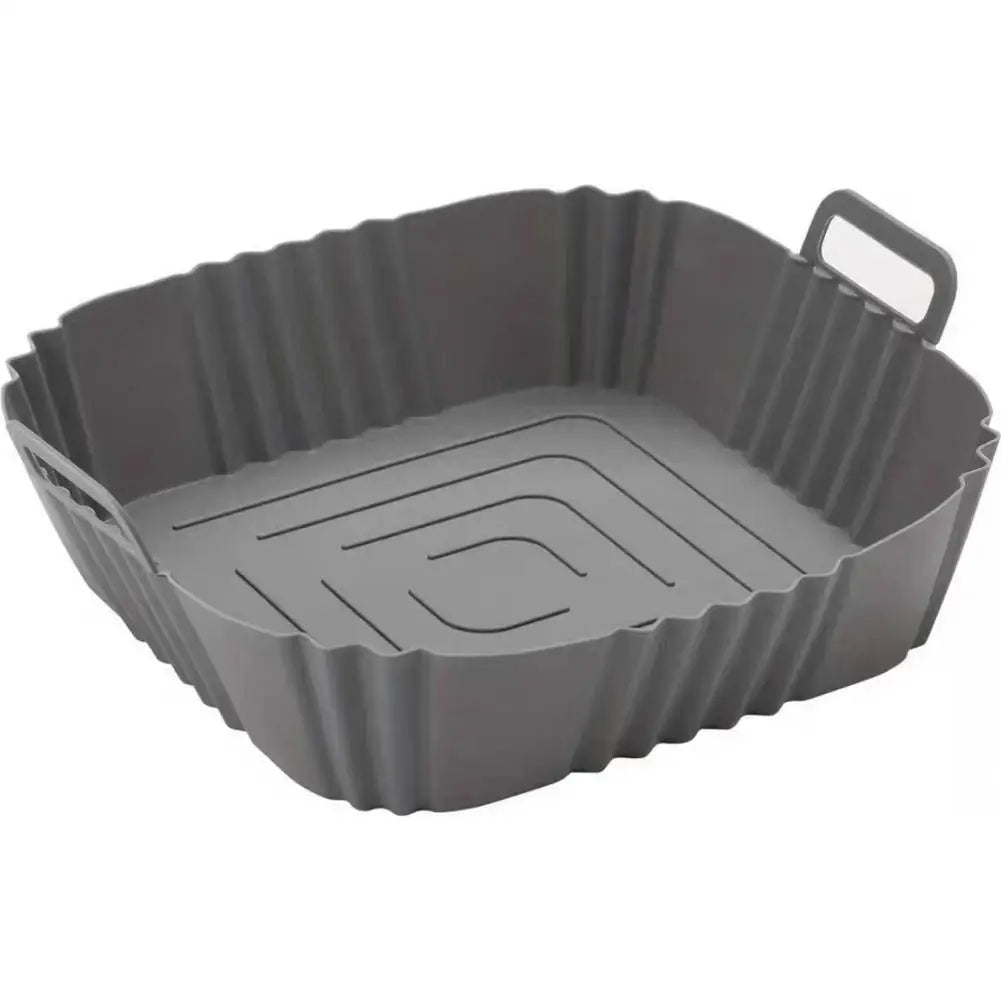 Square Silicone Air Fryer Liner Reusable Non-Stick Basket with Handles, Heat-Resistant Baking Tray for Air Fryer/Oven/Microwave