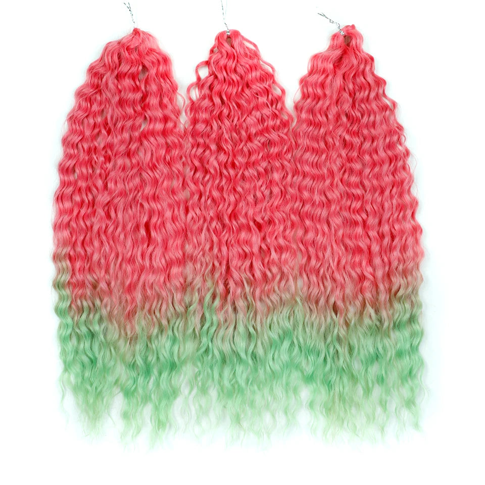 FASHION IDOL 24 Inch 300g Ariel Hair Synthetic Crochet Curly Hair Water Wave Braid Hair Ombre Blonde Braiding Hair Extensions