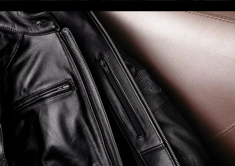 Genuine Leather Jacket Men 100% Cowhide Jacket Man Stand Collar Motorcycle Clothes Spring Autumn Winter 2024 New Leather Coat