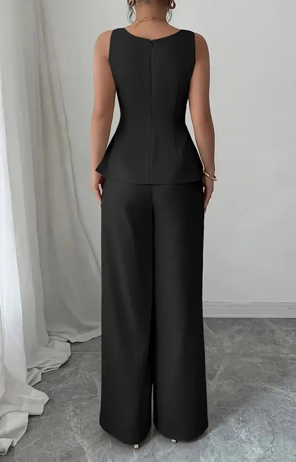 2026 Solid Color Elegant Two-piece Set Sexy Tube Top And Wide-leg Pants Outfit Vestidos Y2k Office Wedding Guest Business Casual