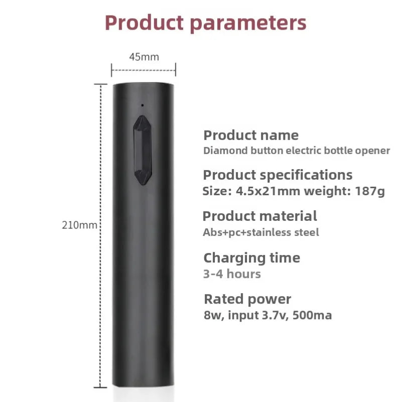 Usb Rechargeable Electric Wine Opener Automatic Red Wine Corkscrew Kitchen Gadgets Bottle Opener for Party Bar Accessories