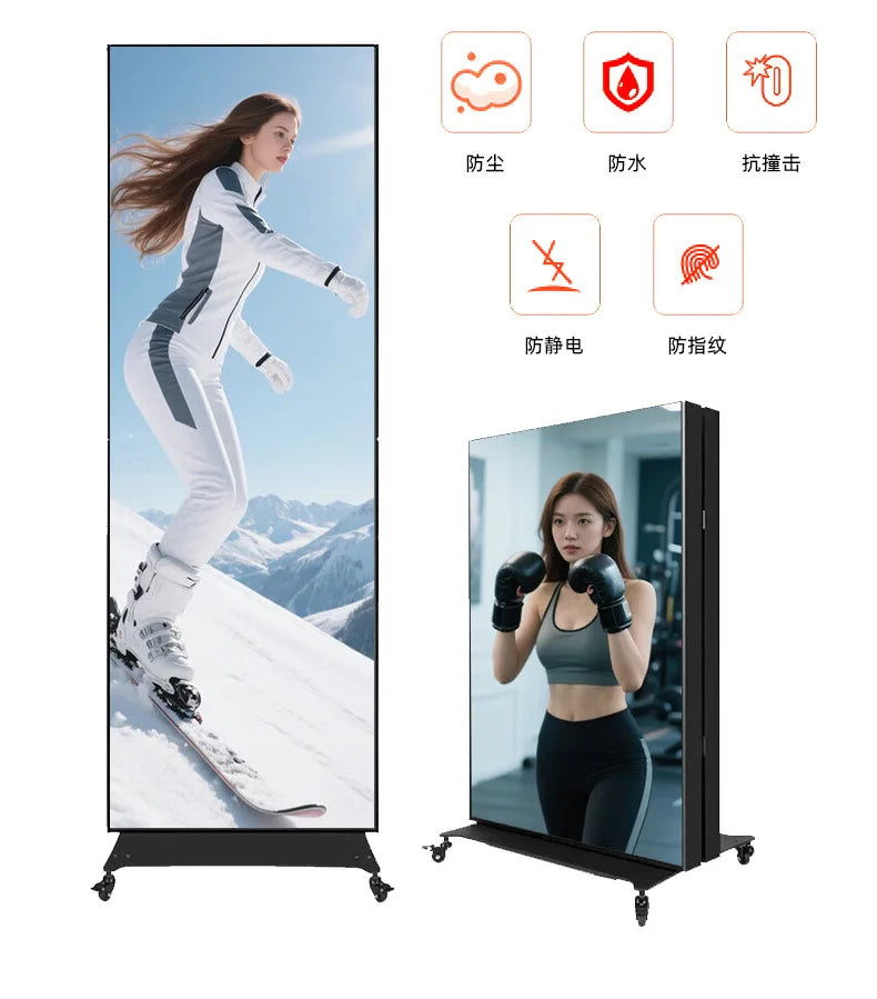 Indoor led poster screen folding advertising screen shopping mall mobile led display