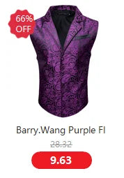 Designer Vest for Men Purple Embroidered Silk Waistcoat Tie Pocket Square Set Wedding Formal Male Suit Party Barry Wang