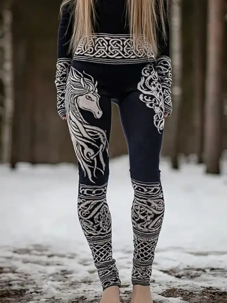 2026 Women's Leggings Green Forest Graphics Outdoor Trousers Polyester Spandex Stretch Elastic Waist Control Streetwear
