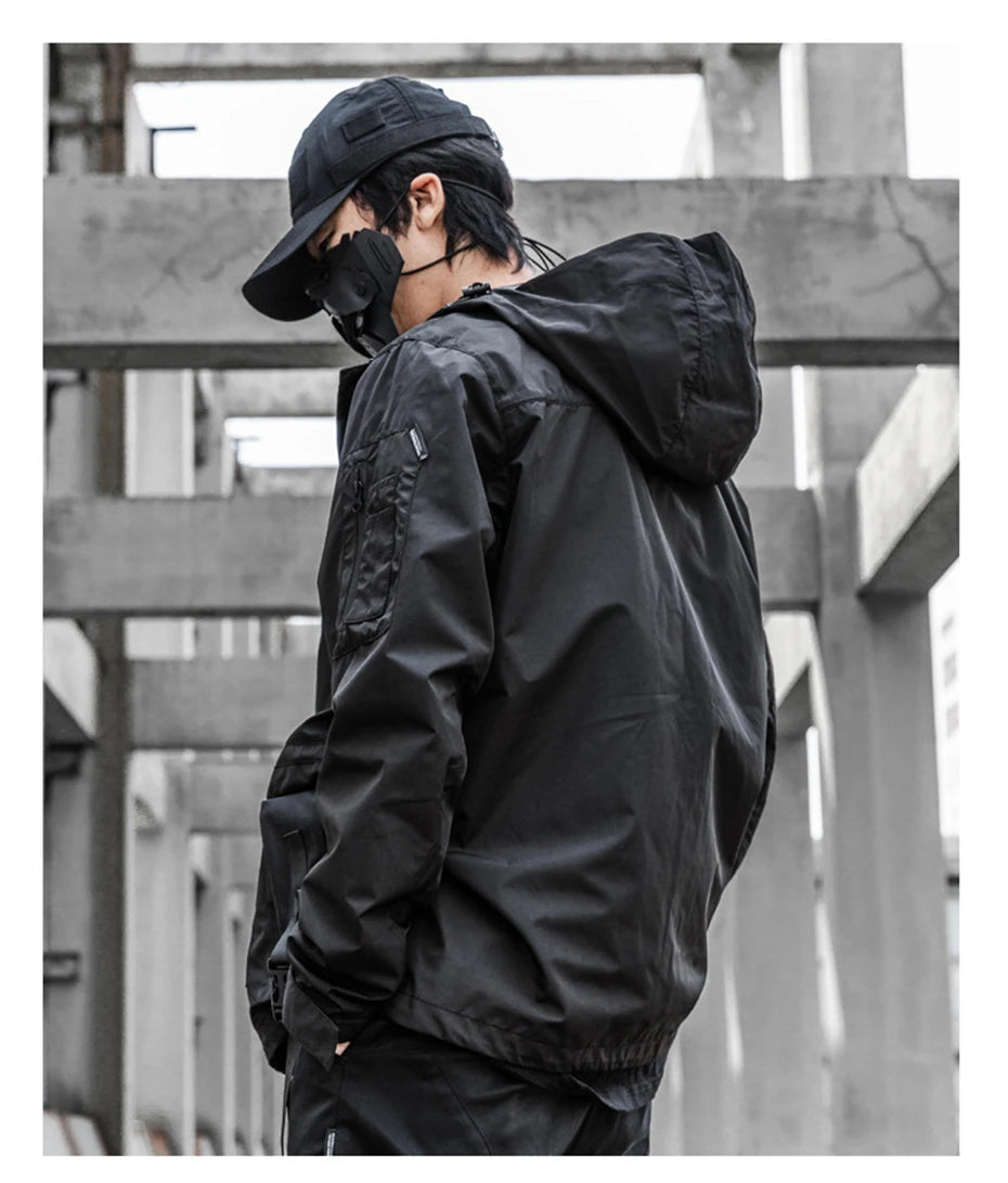 2022 Autumn Tactical Jackets Windbreaker Men Functional Techwear Mens Black Hip Hop Streetwear Waterproof Windproof Hooded Coats