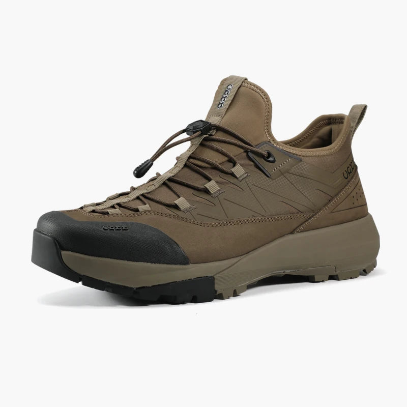 Genuine Leather Hiking Walking Shoes for Men Elastic Band Non Slip Sneakers Comfortable Outdoor Travel Running Shoes