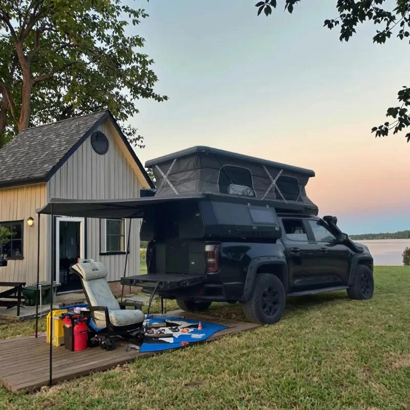 Stylish Comfort Pop Up Camper with Padded Mattresses and Privacy Screen Doors for Family Camping Custom