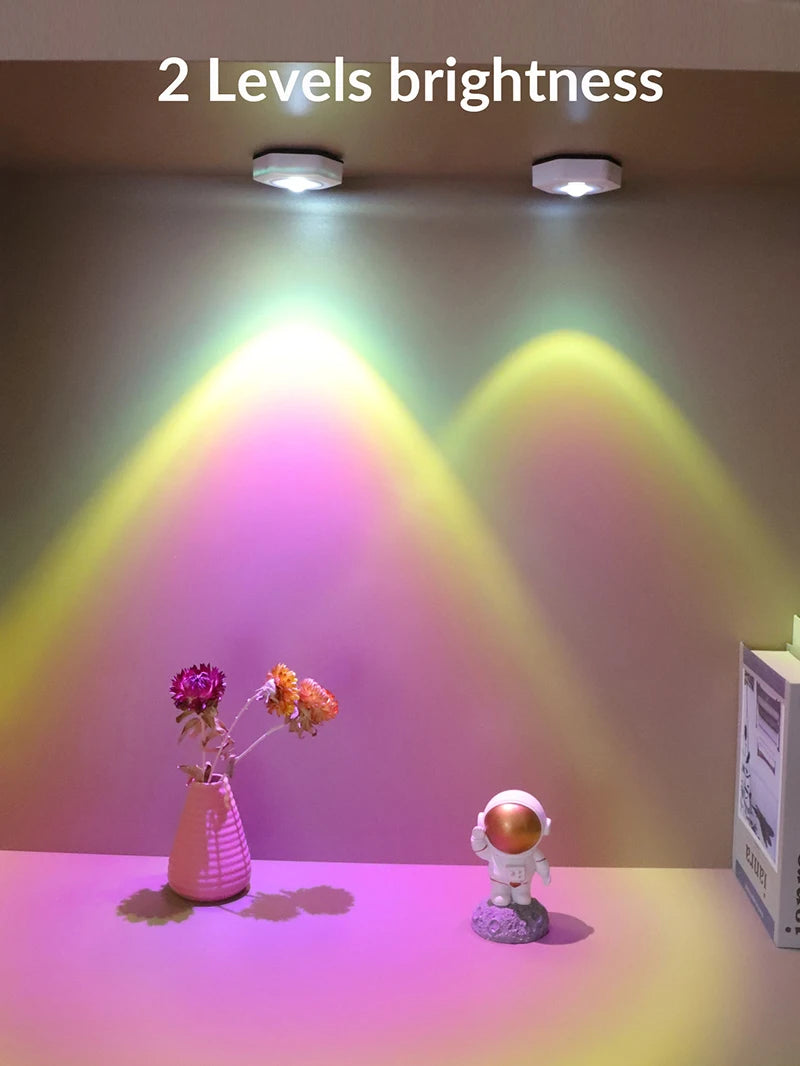 Creative Hexagonal Cat Eye Under Cabinet Light Sunset Red Projection Sunset Lamp Battery Powered Touch LED Decorative lights