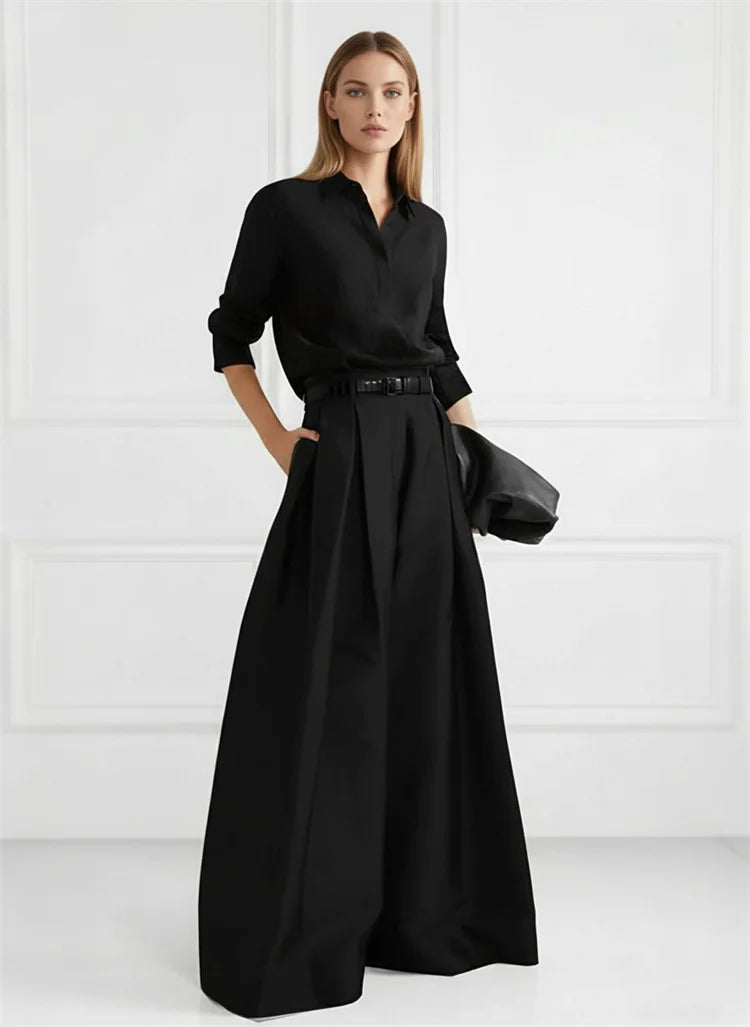 UOOZEE Women Fashion Solid Color High Waisted Wide Leg Pants 2025 New Spring Summer Loose Casual Simple Oversized Trousers