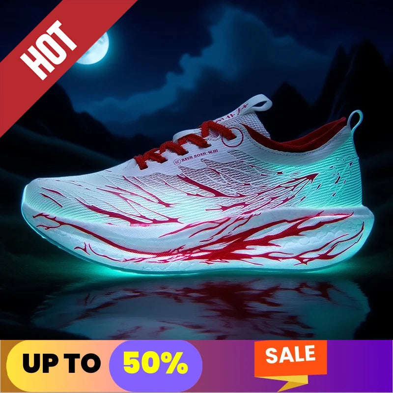 Fluorescence Running Shoes CarbonBoard Marathon Men Sports Breathable Women's Comfortable Athletic Sneakers Soft Wear Resistant