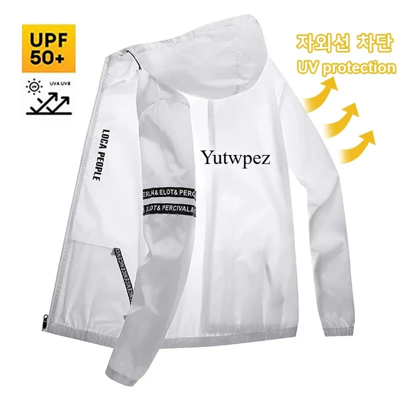 Outdoor Hiking UPF50+ Summer Sun Protection Running Men's Casual Quick-drying Bicycle Sports Hooded Jacket Thin Skin Windbreaker