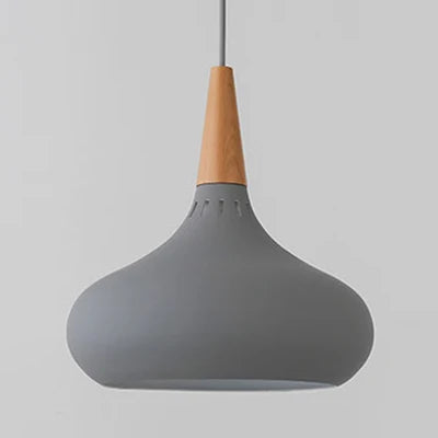 GEW Nordic Modern Funnel Pendant Light Wood Aluminum E27 Multi Color Hanging Lamp for Dining Kitchen Island Bedside