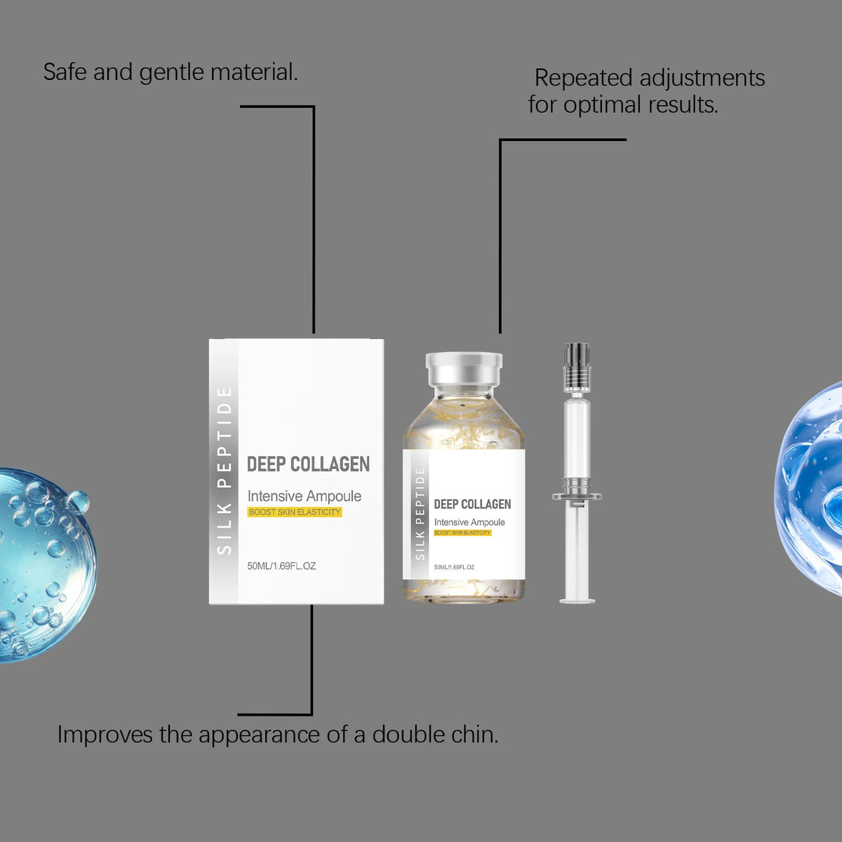 Deep Collagen Silk Peptide Facial Ampoule Serum,Anti-Aging with Copper Peptides&Plumping&Firming with Hydrolyzed Collagen,Silky Hydration with Hydrolyzed Silk Protein&Barrier Strengthening,Firming&Lifting Effect,Lightweight N