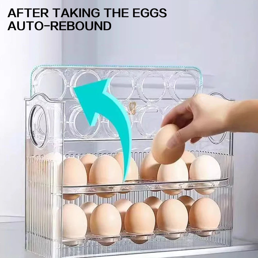 Kitchen Egg Holder,Large Capacity Egg Fridge Storage Box,Multi-Layer Egg Tray Organizer,Space Saving Fridges Egg Container