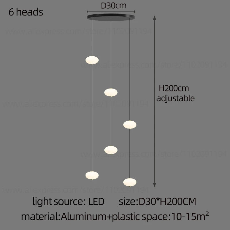 Stairs Modern Chandelier Loft Duplex Living Room Hotel Lobby Long Pendant Nordic Home Decorative Lighting Ball Long Line Pendant