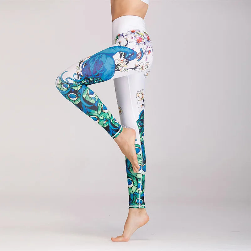 Women's High-Waist Yoga Pants, Quick-Dry, Printed, Stretch, Fitness Leggings, Tummy Control, Sports, Running, Athletic Pants