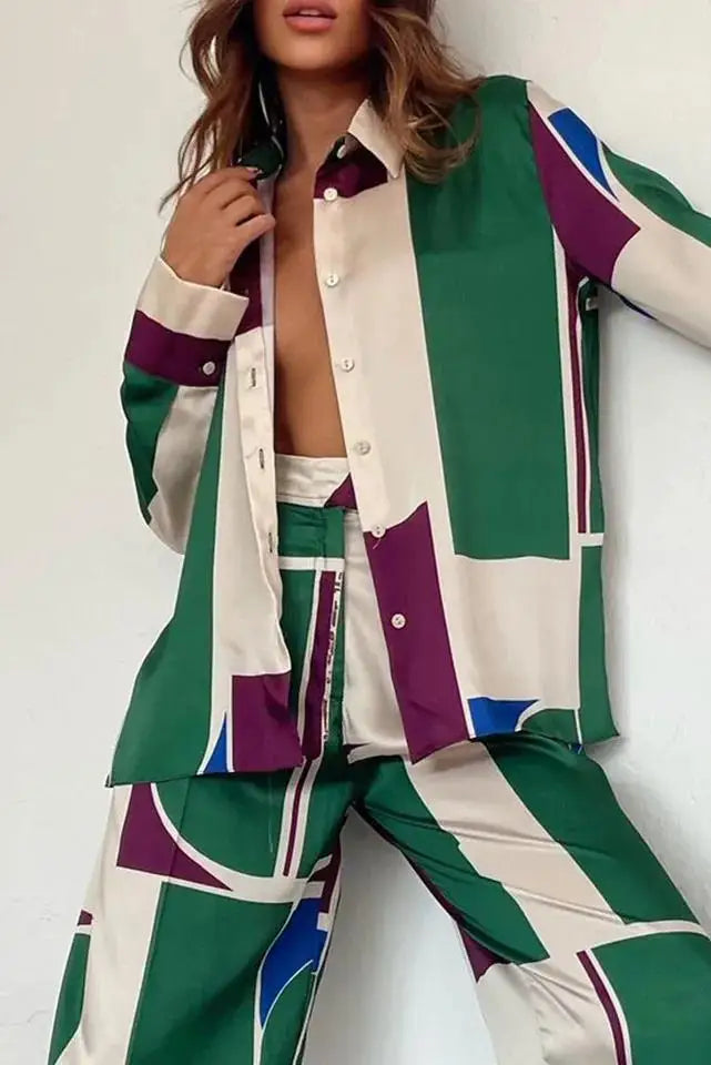 Spring New Two Piece Sets African Sets For Women New African Print Elastic Baggy Pants Rock Style Famous Suit Lady Outfits
