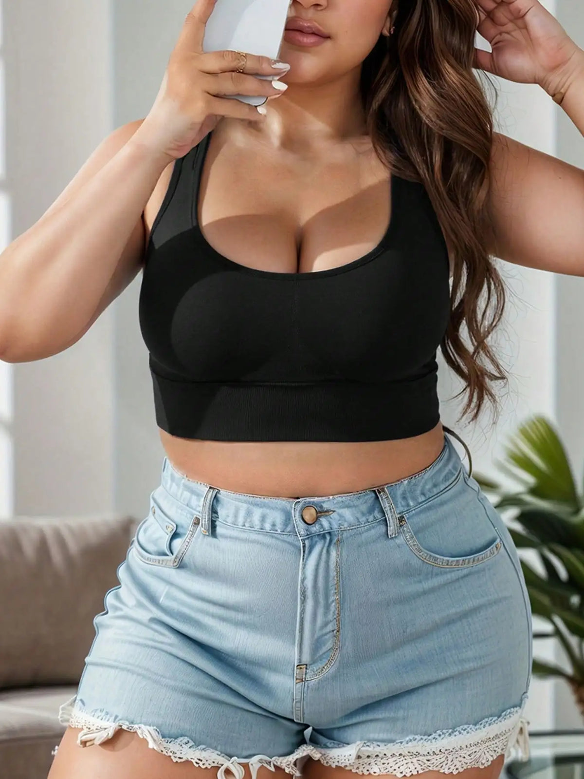 Women's Sports Bra Plus Size Back Closure High Impact Workout Sport Cross Top Breath Lingerie Gym Push Up Bra Seamless Running