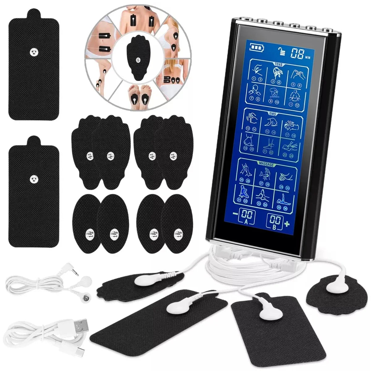 Professional Electric Body Massager 36 Modes Tens Unit EMS Muscle Electrostimulator Neck Back Foot Hand Leg Relax Pain Relief