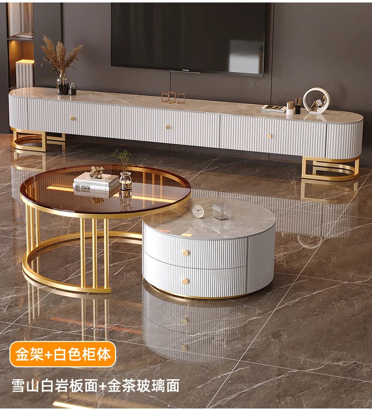 Modern Metal Handles Tv Stand European Unique Simple Minimalist Tv Stand Trendy Industrial Tv Meubel Furniture Home Living Room