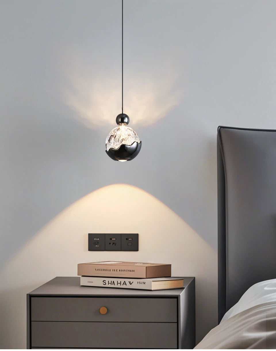 Italian Light Luxury Bedside Pendant Light Artistic Snow Mountain Hand Sweeping Induction Adjustable Entrance Hanging Line Light