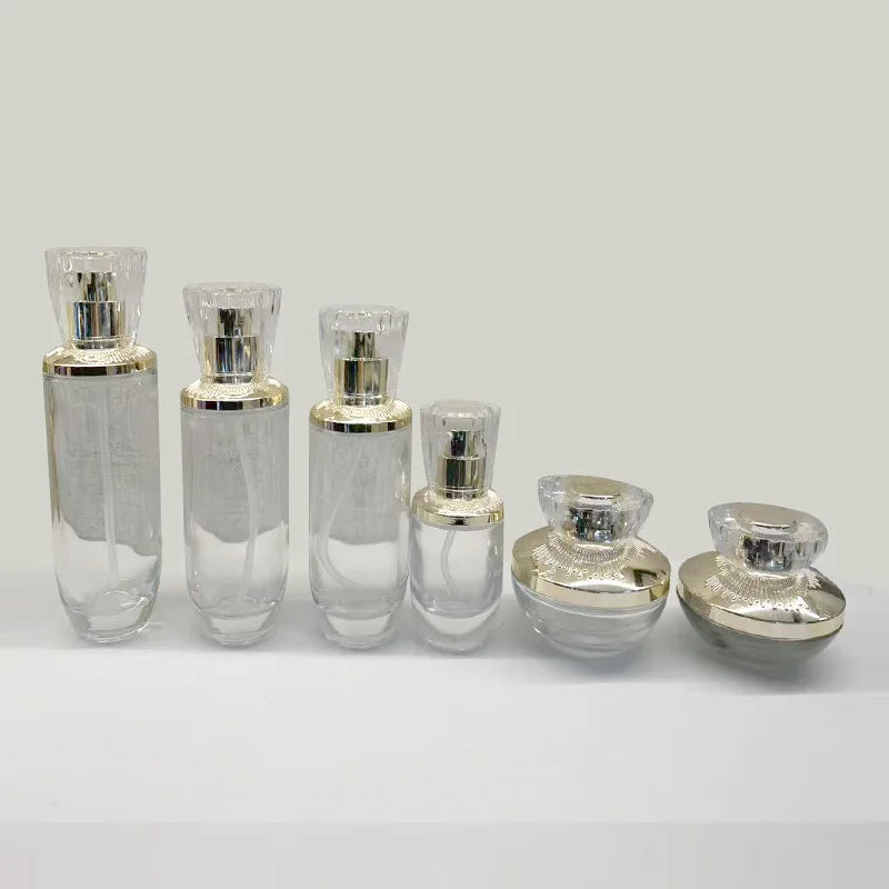 Empty Glass Cosmetic Bottle 30/50g Cream Jar 30ml Dropper Bottle Essential Oil Bottle 40/100ml Lotion Bottle Refillable