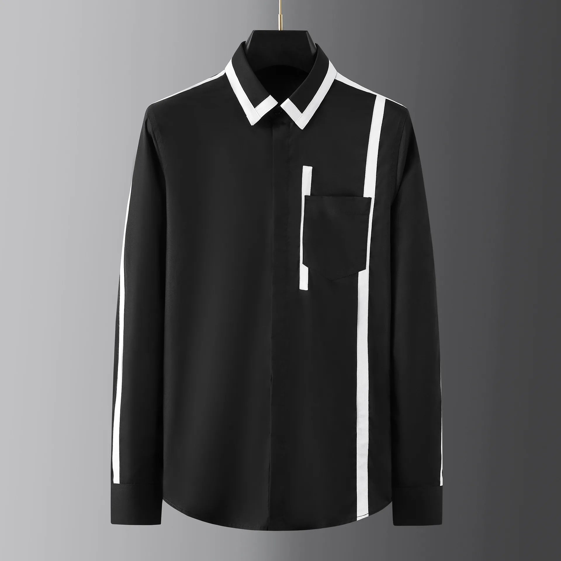 Personalized Design Spliced Men's Shirt Cotton Long Sleeve Casual Shirts Handsome Versatile Business Social Banquet Dress Shirt
