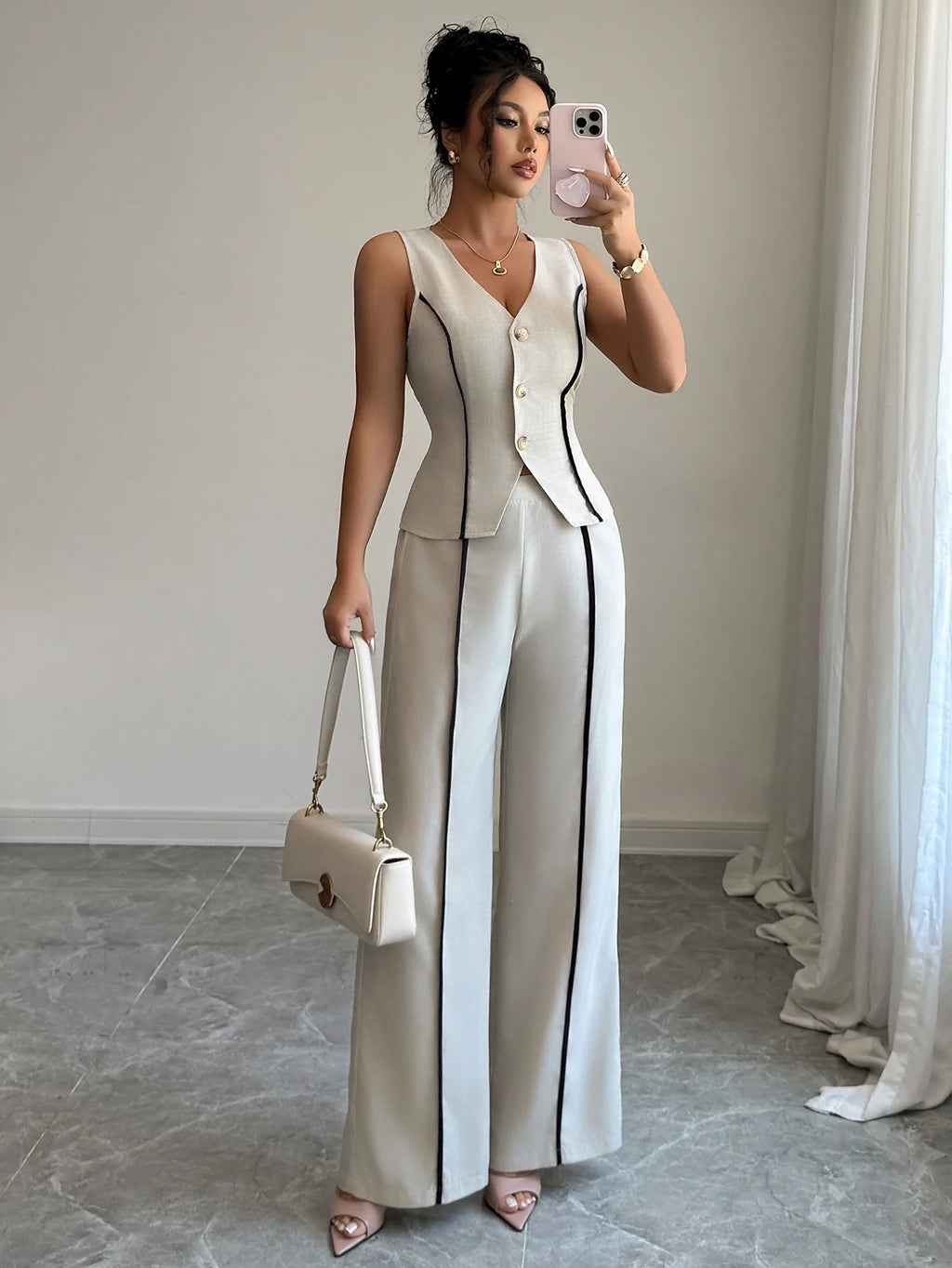 Women's 2026 Spring/summer Casual Chic Urban Hot Girl Color-block Sleeveless Blazer Set Wedding Dress Femme Clothes Lace Beach